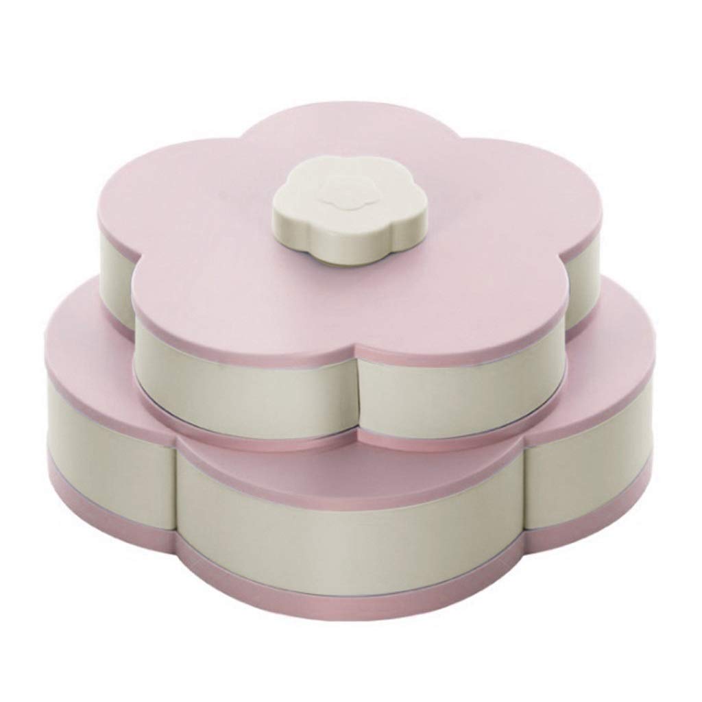 YFQHDD ABS Double-Layer Rotating Snack Bowl - Fruit, Candy & Flower Storage Box - Durable Food Container for Kitchen, Party & Home Organization (Color: A)