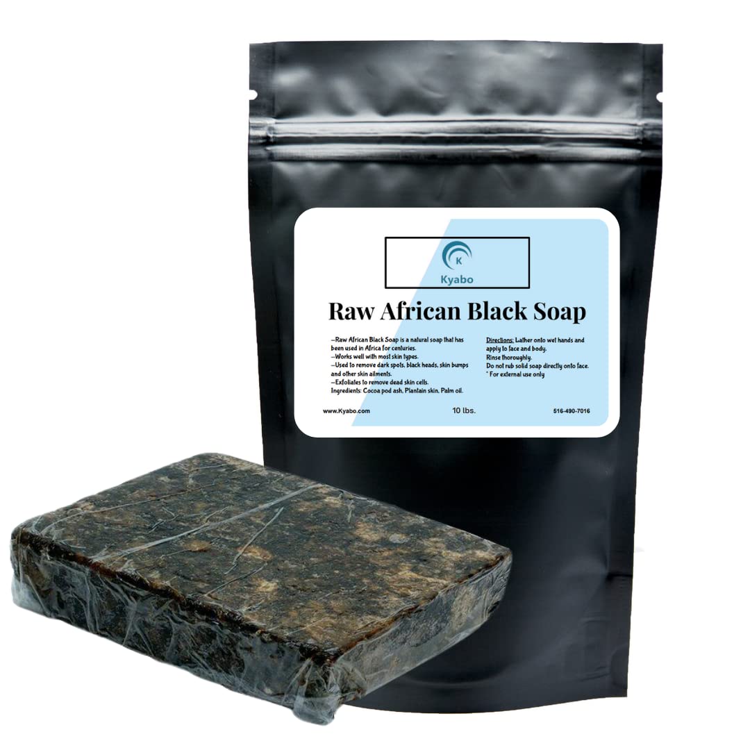 10 lb Raw African Black Soap - 100% Pure Natural Organic from Ghana | Body Wash, Face Cleanser & Hair Care | Bulk Soap for Sensitive Skin, Acne Treatment & Eczema Relief (Great for Spa, Home & Travel Use)