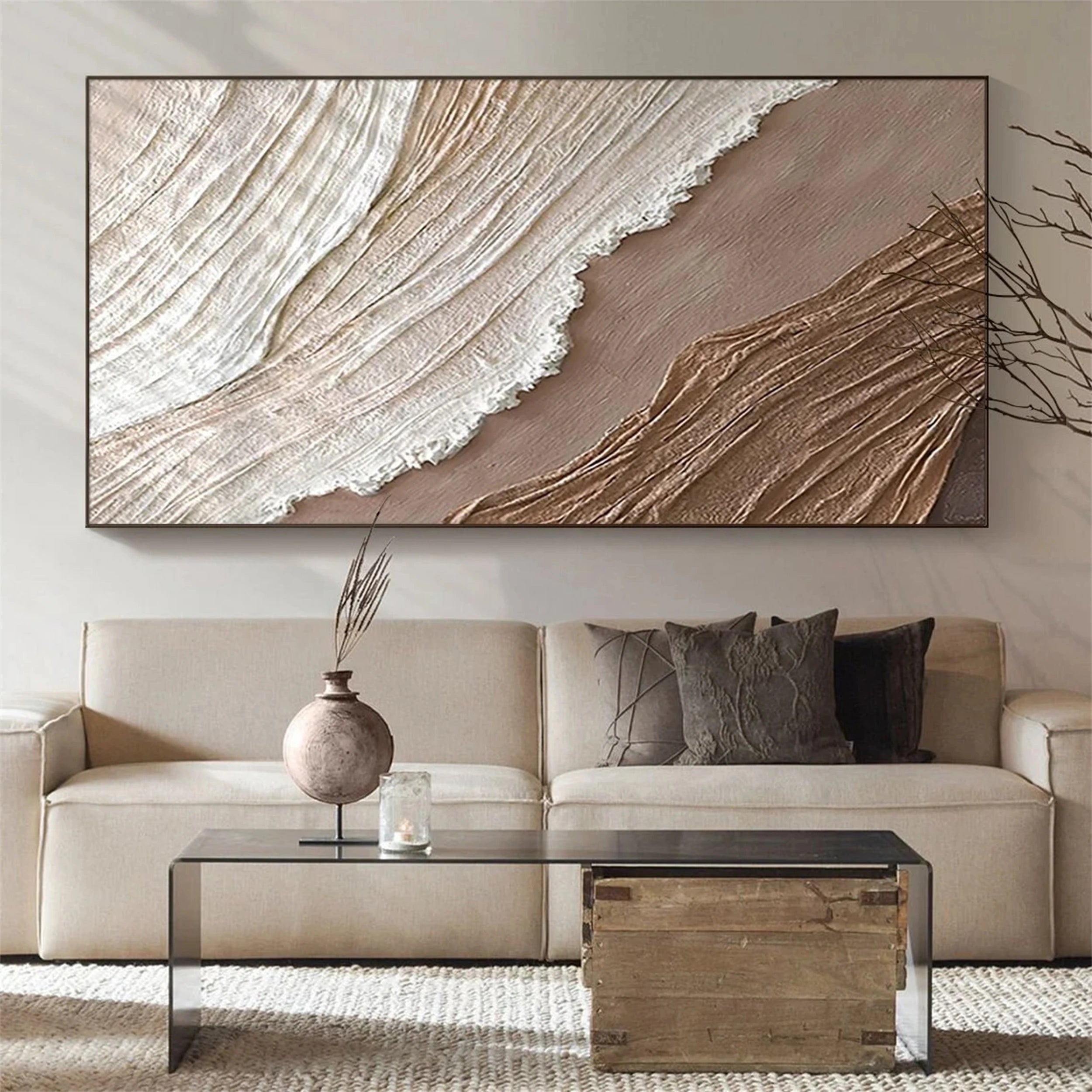 Ocean and Sky Painting #OS 094 - Handmade Canvas Wall Art for Home & Office Decor - Perfect for Living Room, Bedroom, or Office Wall Decoration