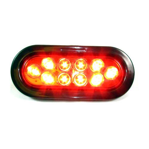 6 Oval Red LED Lights with 10 LEDs - 24V Waterproof Marker/Tail/Stop/Turn Lights for Trucks, Trailers, Boats & RVs - Durable & Bright for Nighttime Safety & Visibility