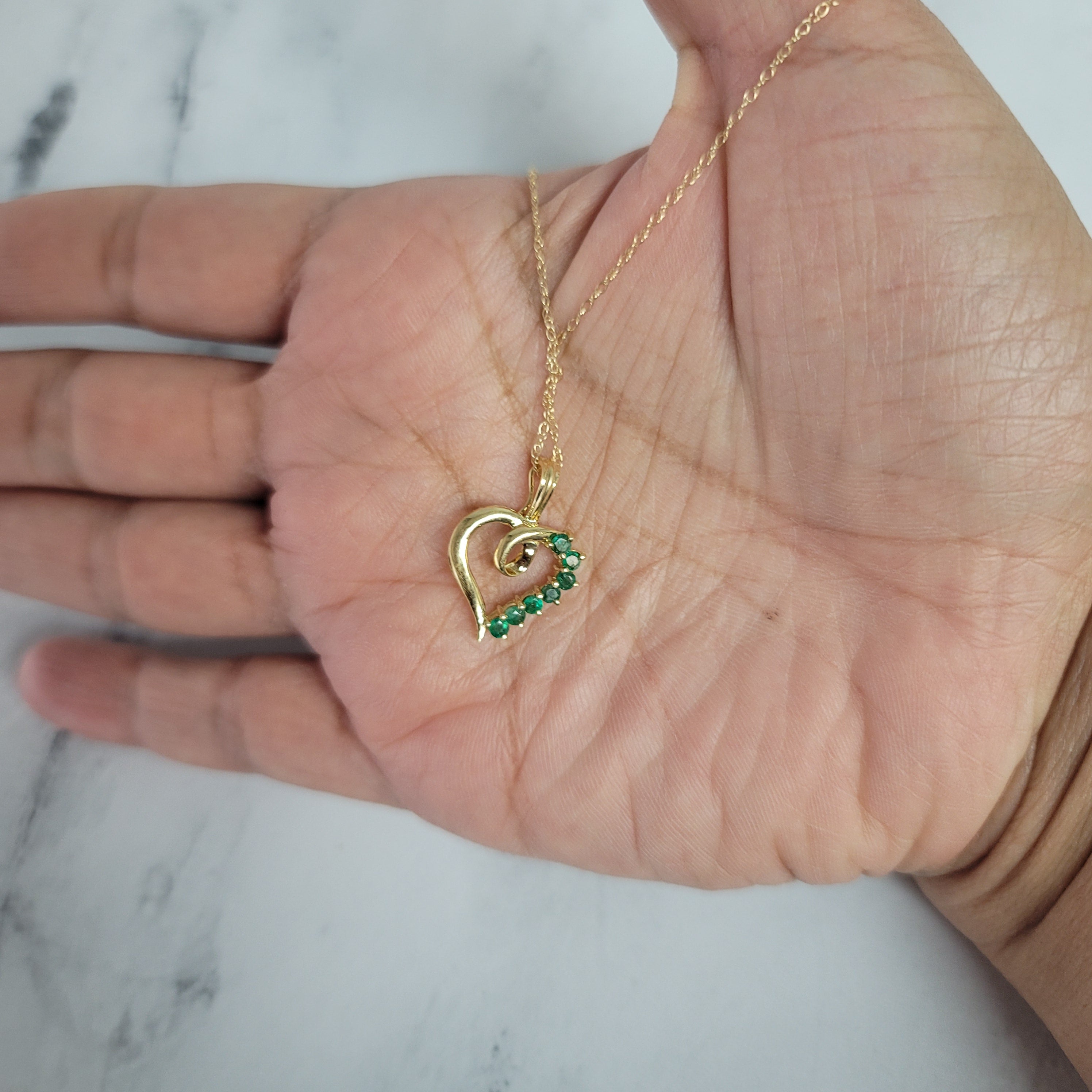 14K Yellow Gold Heart Shaped Emerald Necklace - 0.25 Carat Total Weight | Elegant Jewelry Gift for Women, Anniversary, Valentine's Day & Special Occasions