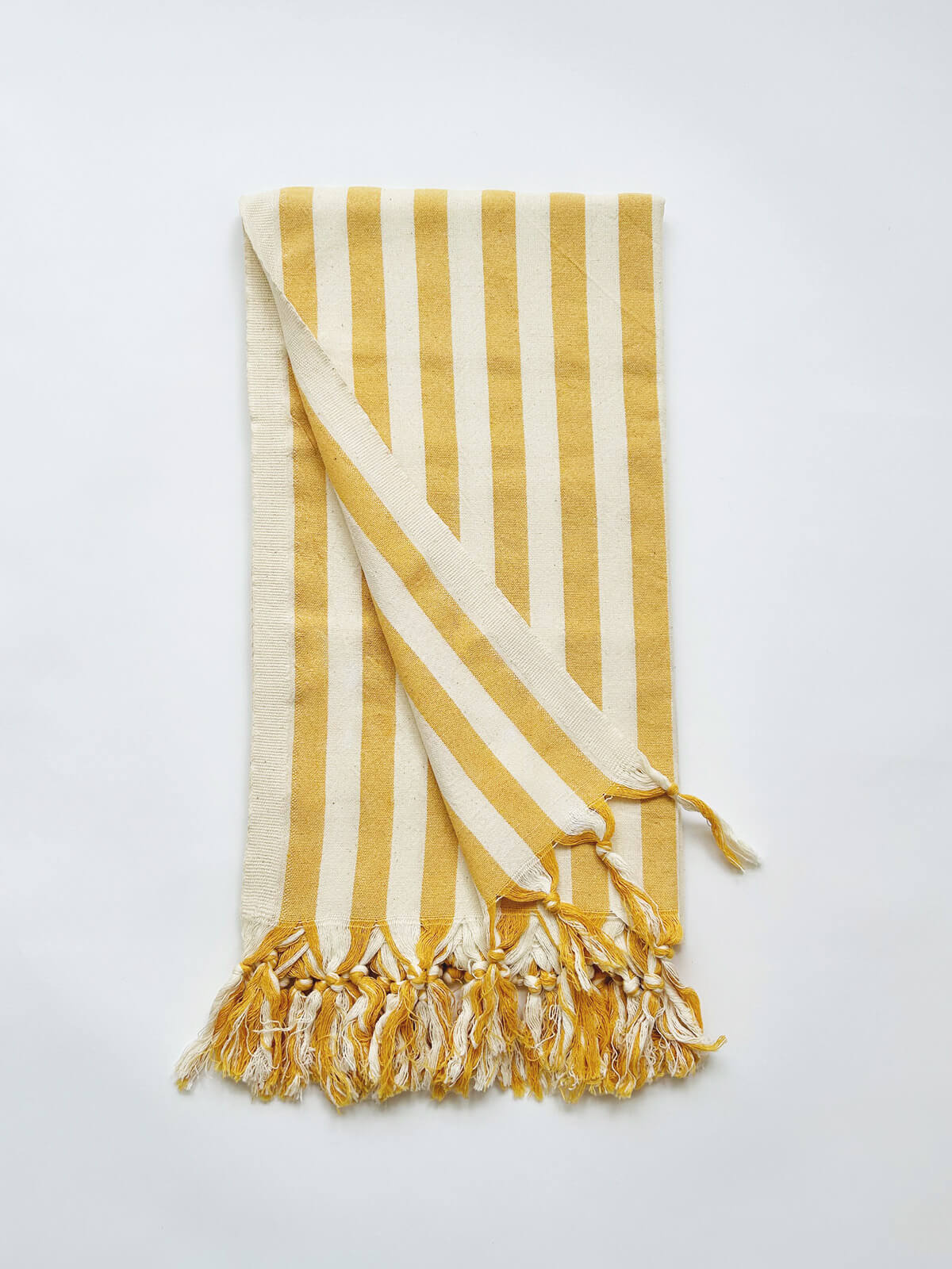 Brighton Stripe Hammam Towel - 100% Cotton Turkish Bath Towel, Mustard Yellow - Perfect for Beach, Pool, Yoga & Spa Use