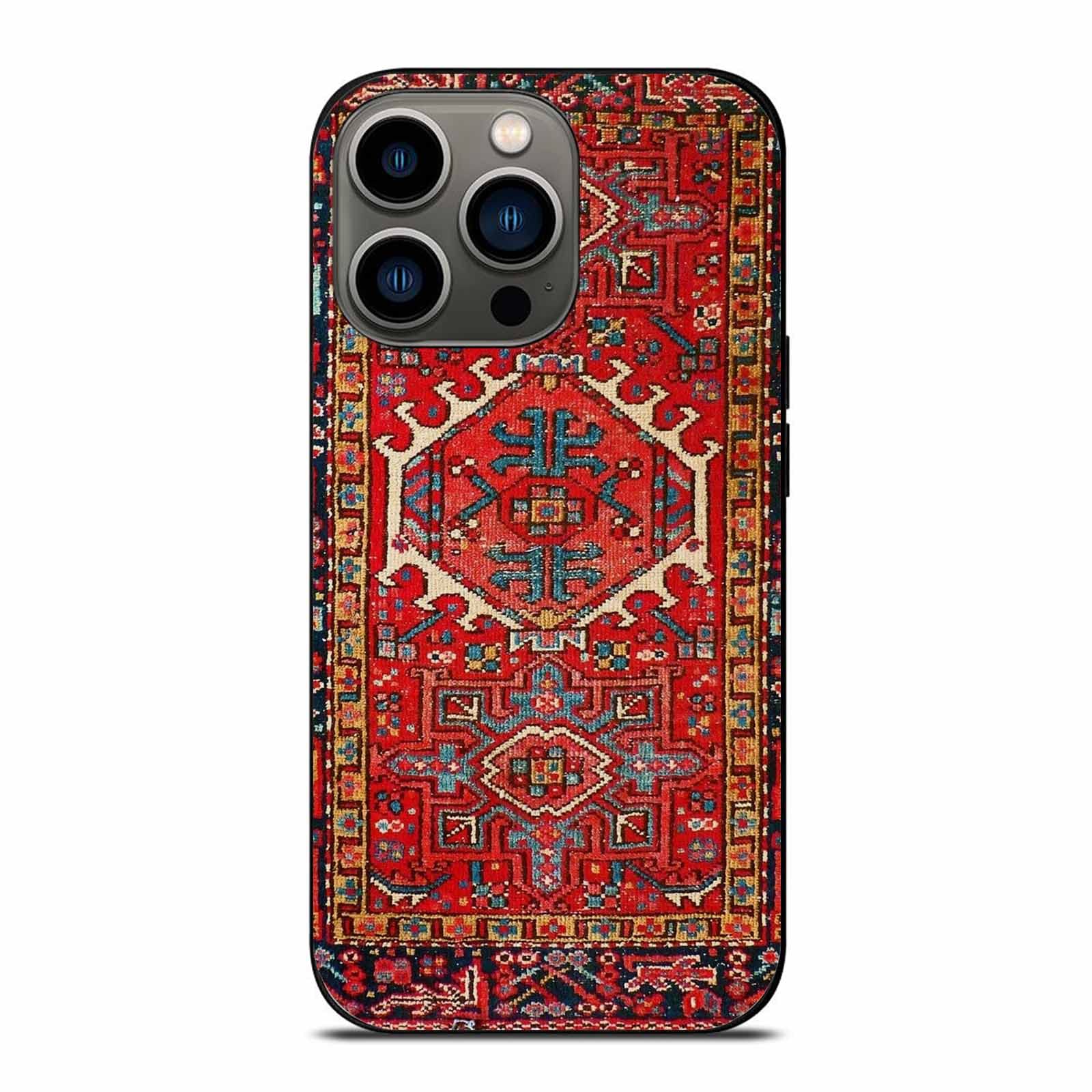 Vintage Oriental Turkish Carpet Pattern Phone Case for iPhone 13 Pro (6.1 Inch) - Red Antique Design Protective Cover | Perfect for Home Decor, Gift Giving & Cultural Enthusiasts