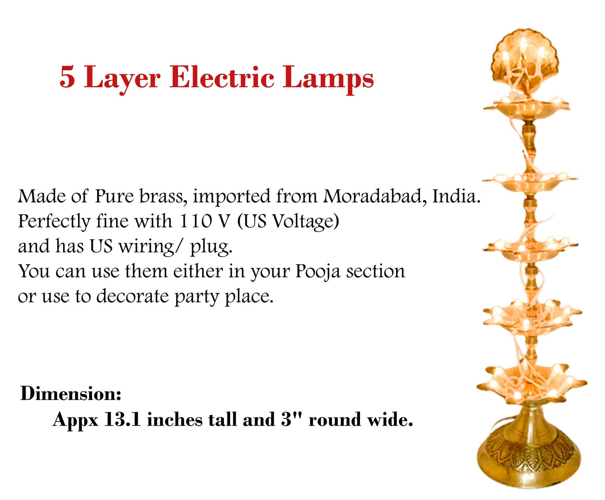 Electric Deepak Puja Lamps - Set of 2 Peacock Design 5-Layer Diya for Hindu Worship, Home Decor & Festival Lighting | Perfect for Diwali, Puja Ceremonies & Spiritual Ambience