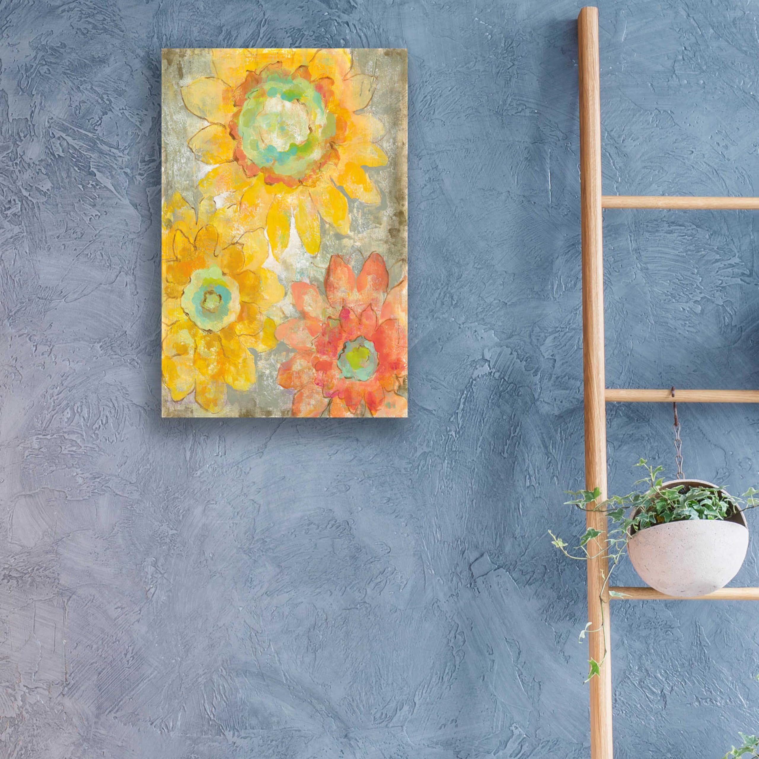 Venezia Fiori I Acrylic Glass Wall Art by Silvia Vassileva - 16x24 Inches Modern Floral Painting for Living Room, Bedroom & Office Decor