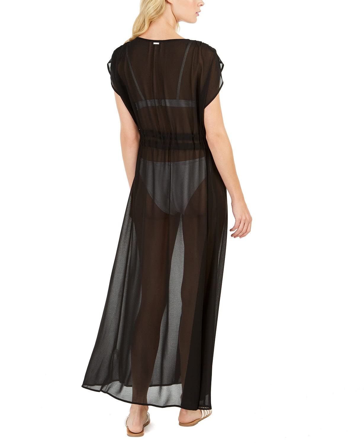 Calvin Klein Women's St. Tropez Front Maxi Swim Cover Up Dress - Black | Beachwear, Poolside Cover-Up, Resort Wear for Vacation & Summer Outfits