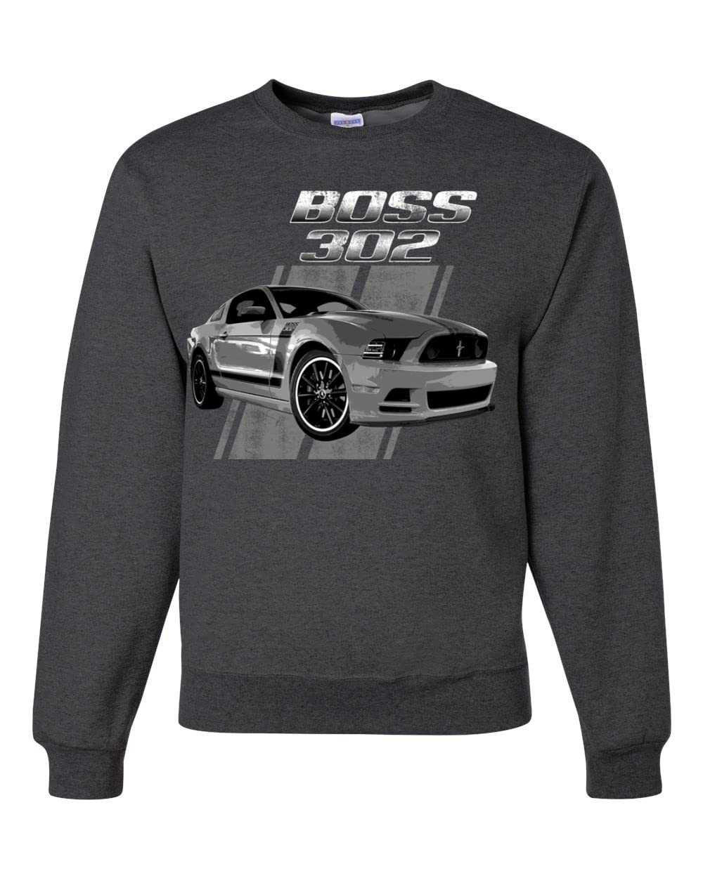 Wild Bobby Boss 302 Mustang Muscle Car Graphic Sweatshirt - Unisex Crewneck Pullover for Car Enthusiasts - Perfect for Car Shows, Racing Events & Casual Wear