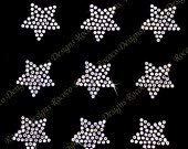 9-Piece Small Clear Rhinestone Iron-On Transfer Stars for DIY Clothing & Accessories - Perfect for T-Shirts, Hats, Bags & More