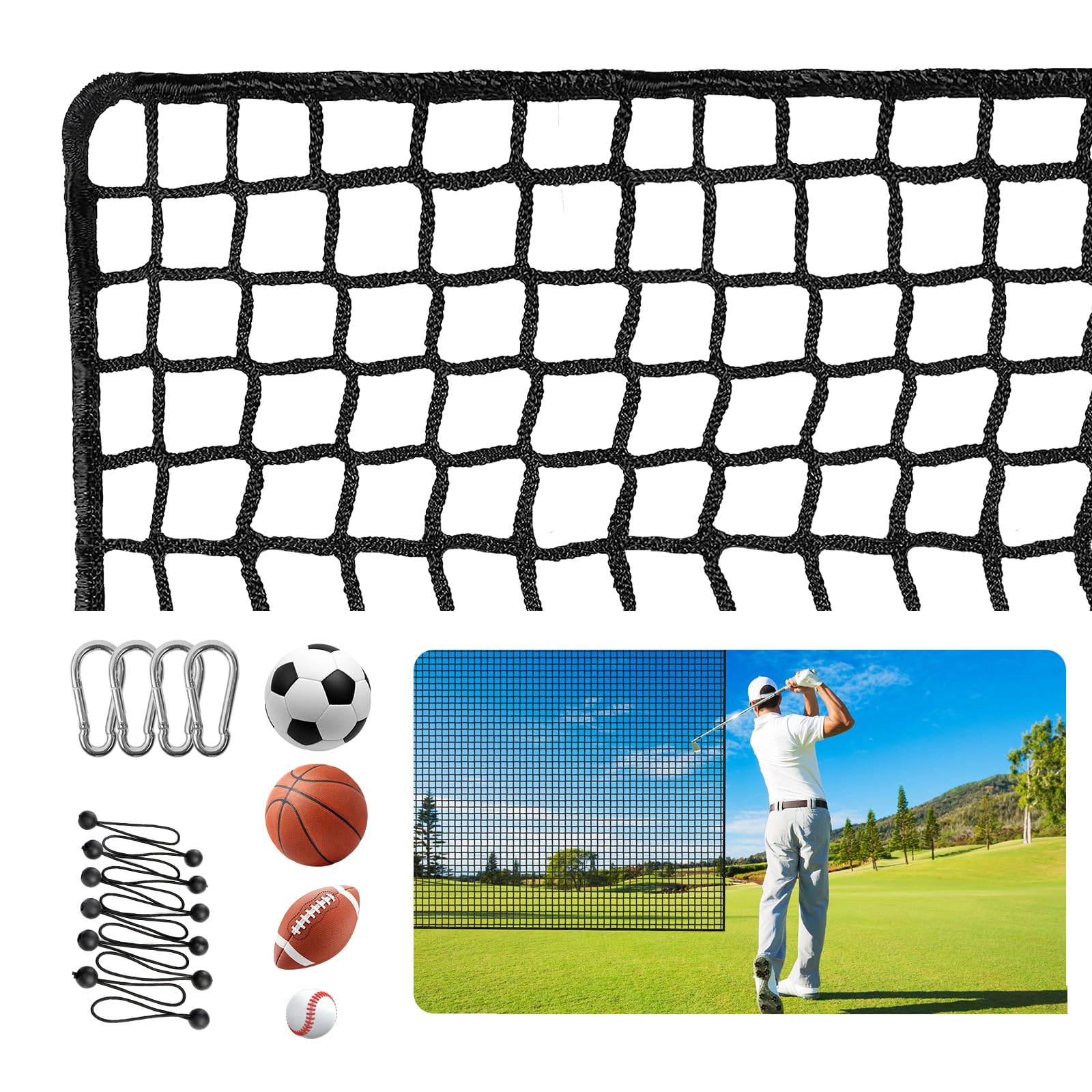 Best Golf Practice Net for Backyard Driving - Heavy Duty Barrier Net for Golf, Baseball, Hockey & Soccer Training | Perfect for Hitting, Pitching Simulators & Impact Equipment | Ideal for Home, Garage & Outdoor Sports Practice