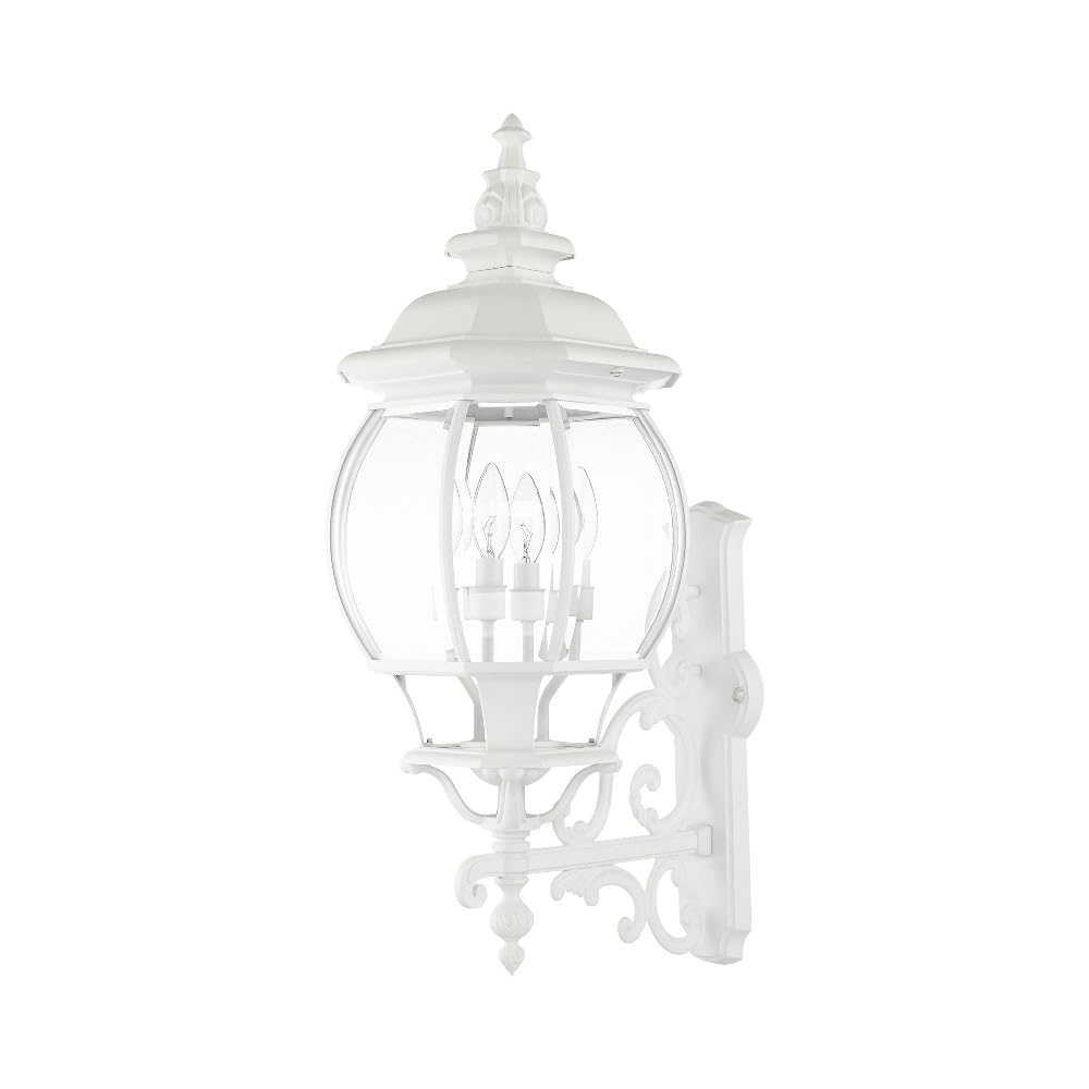 Livex Lighting 7701-13 Frontenac Traditional 4-Light Outdoor Wall Lantern with Clear Beveled Glass Shades - 30