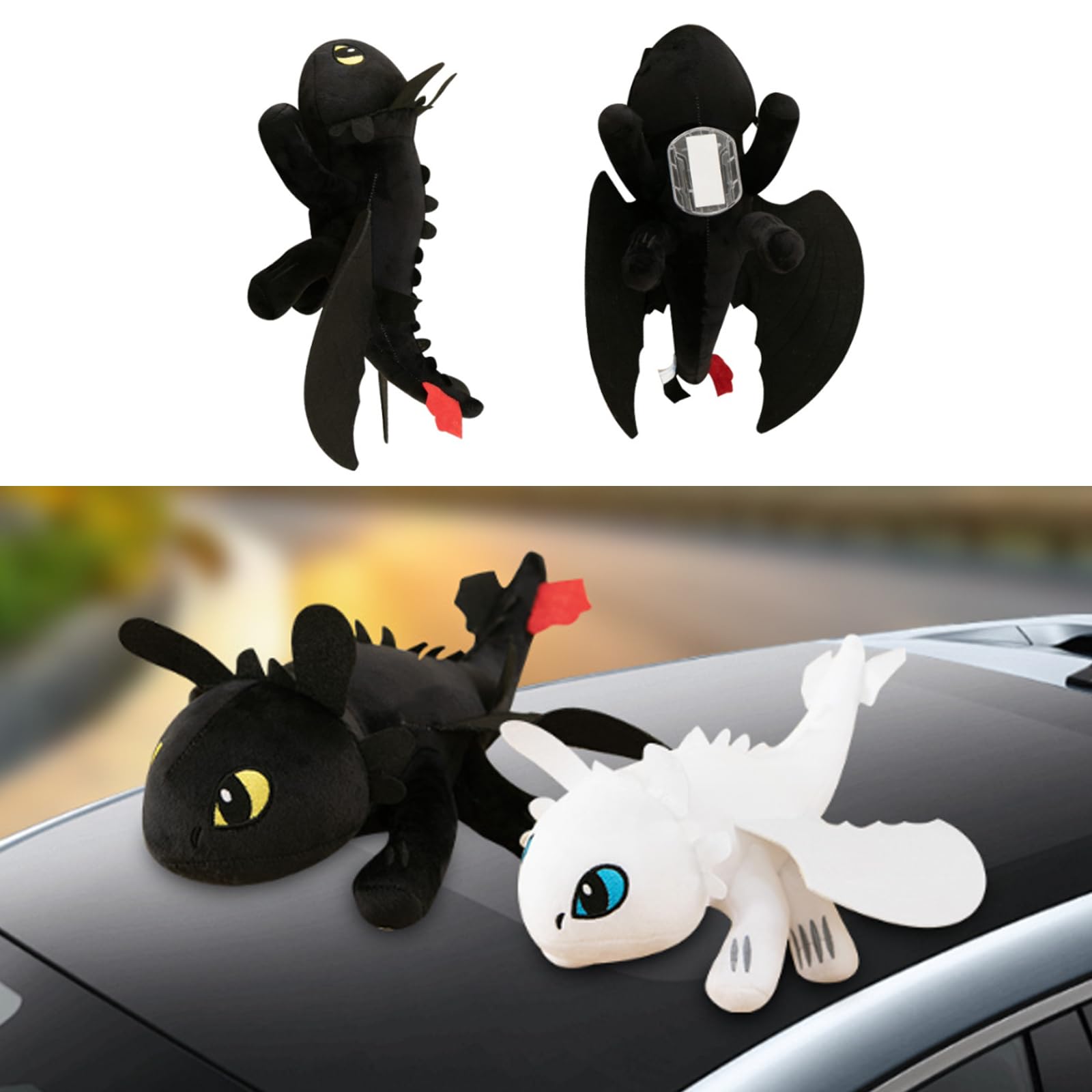 Soft Dragon Plush Car Accessories with Traceless Glue - 20/26/35cm PP Cotton Plush Toy Roof Hanger for Cars & Motorcycles - Cute Dashboard Decor for Road Trips & Gifts