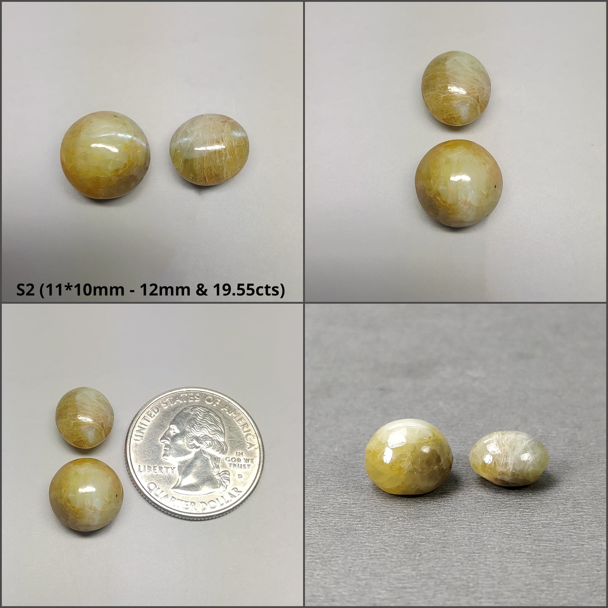 Natural Chrysoberyl Cat's Eye Gemstone Cabochon - Untreated & Unheated Round & Oval Shape (2pc/3pc) - Perfect for Jewelry Making, Healing Crystals & Collectors