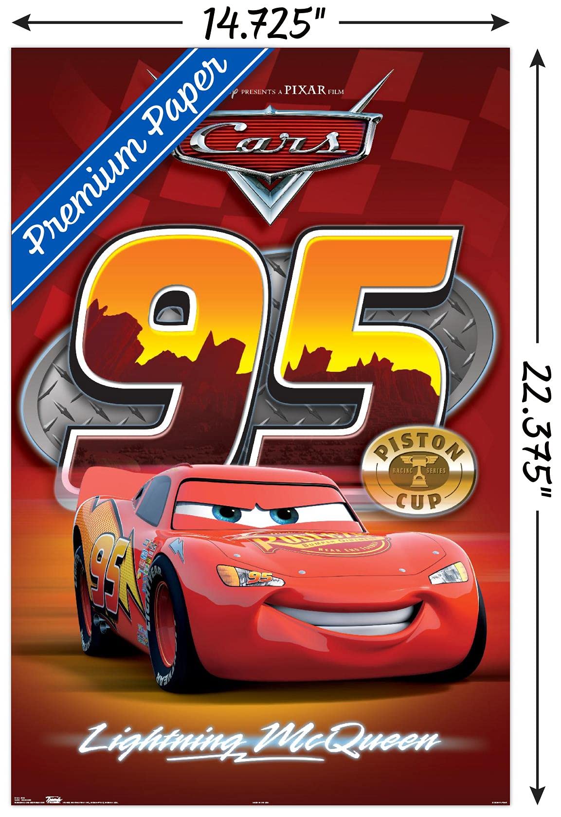 Disney Pixar Cars Lightning McQueen Wall Poster - 14.725