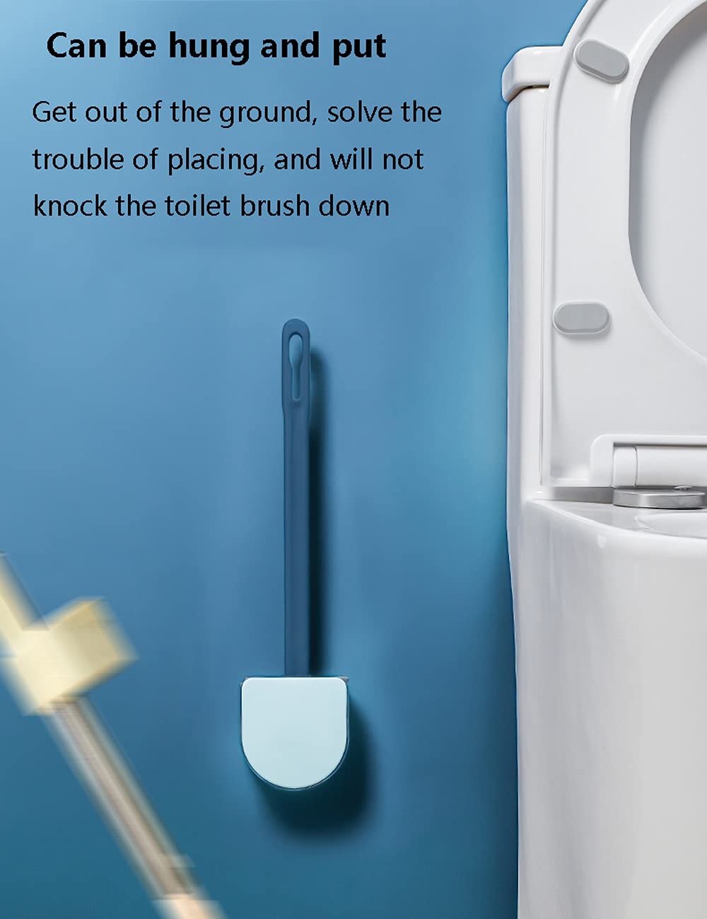 Automatic Self-Cleaning Toilet Brush Set with Wall-Mounted Holder - Quick-Drying Silicone Toilet Plunger & Brush Combo (Blue) for Bathroom Cleaning & Hygiene Maintenance - Perfect for Small Spaces, Apartments, and Modern Home Sanitation