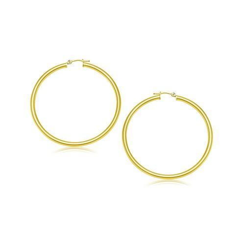 14K Yellow Gold Polished Hoop Earrings - 25mm Classic Circle Earrings for Women, Perfect for Everyday Wear, Parties & Special Occasions