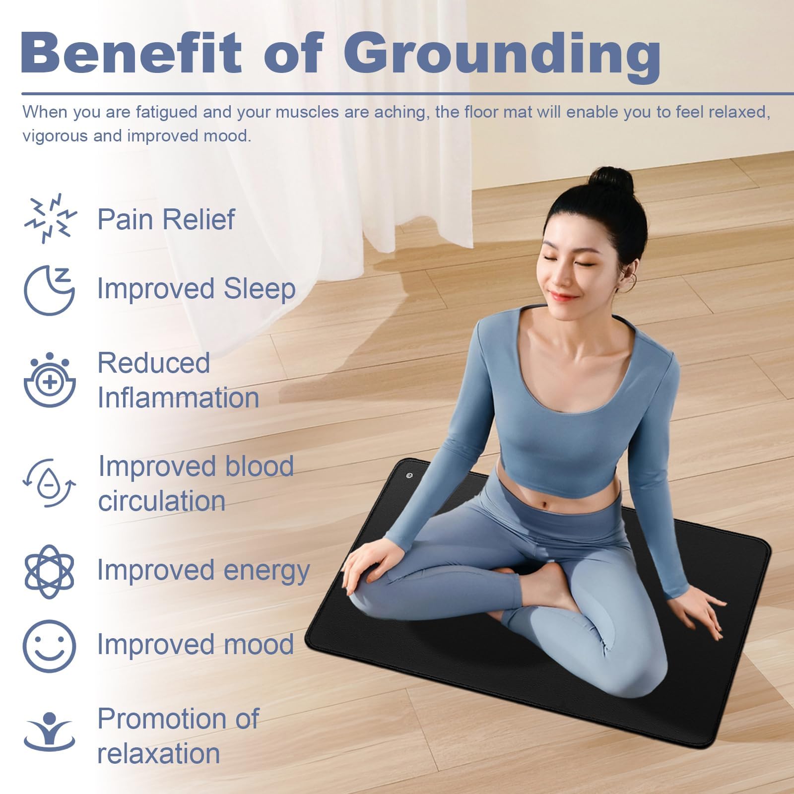 11.8x23 Inch Grounding Mat for Desk & Feet - Improve Sleep & Work Focus