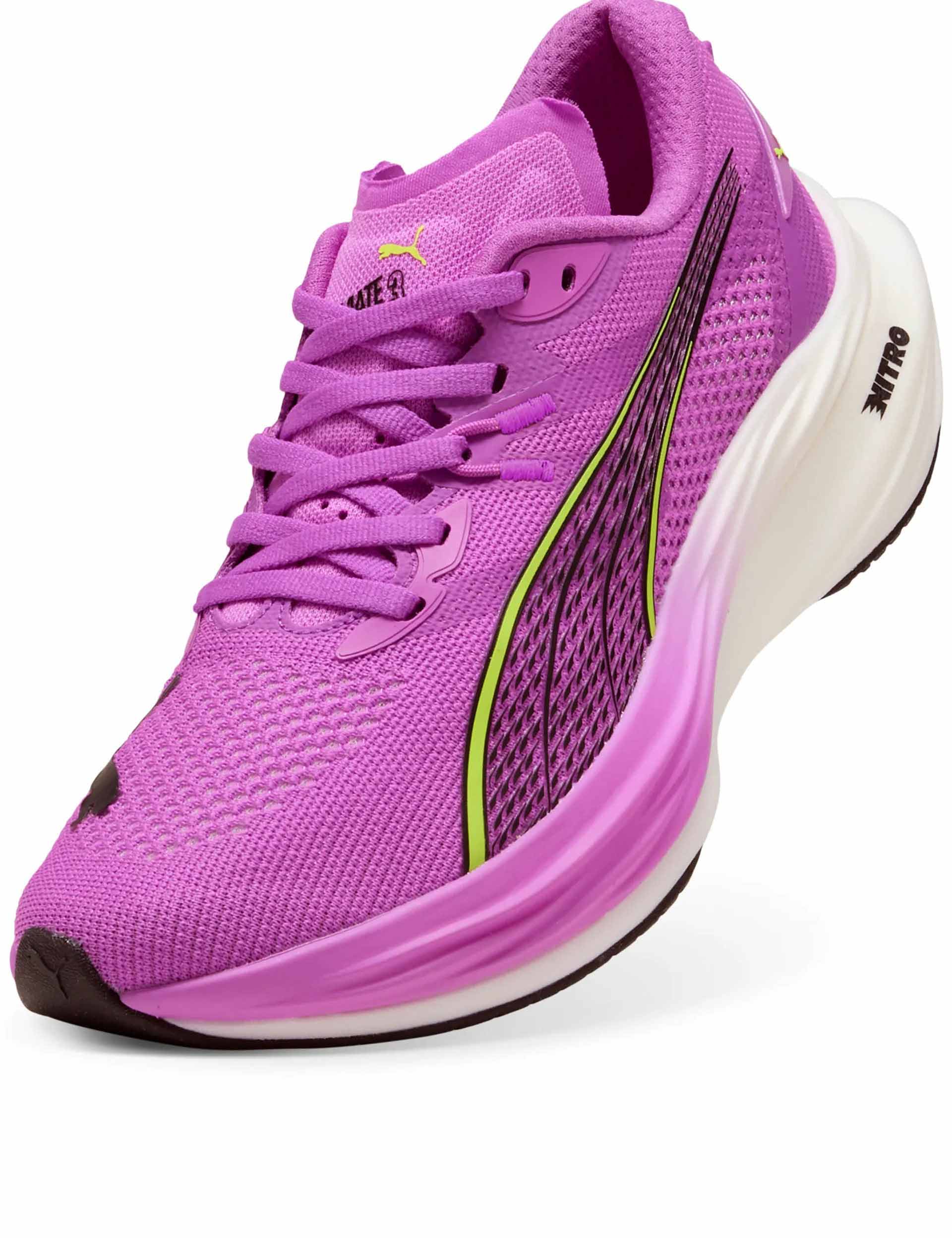 Deviate NITRO 3 Running Shoes for Men & Women - Lightweight Cushioned Road Running Shoes in Pure Magenta/Yellow Alert/White - Perfect for Marathon Training & Daily Jogging
