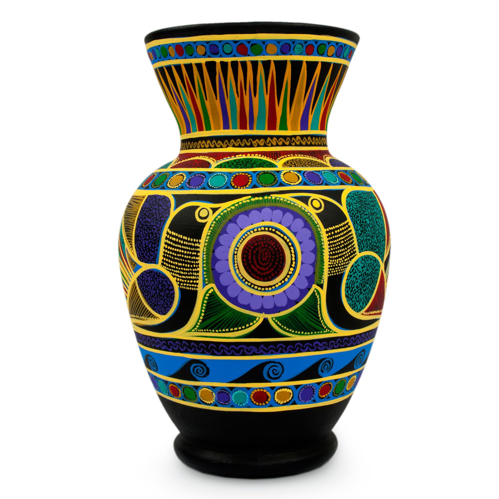 Handmade Ceramic Vase 'Nahua Doves' - Authentic Artisan Crafted Home Decor for Living Room, Dining Table, or Wedding Centerpiece