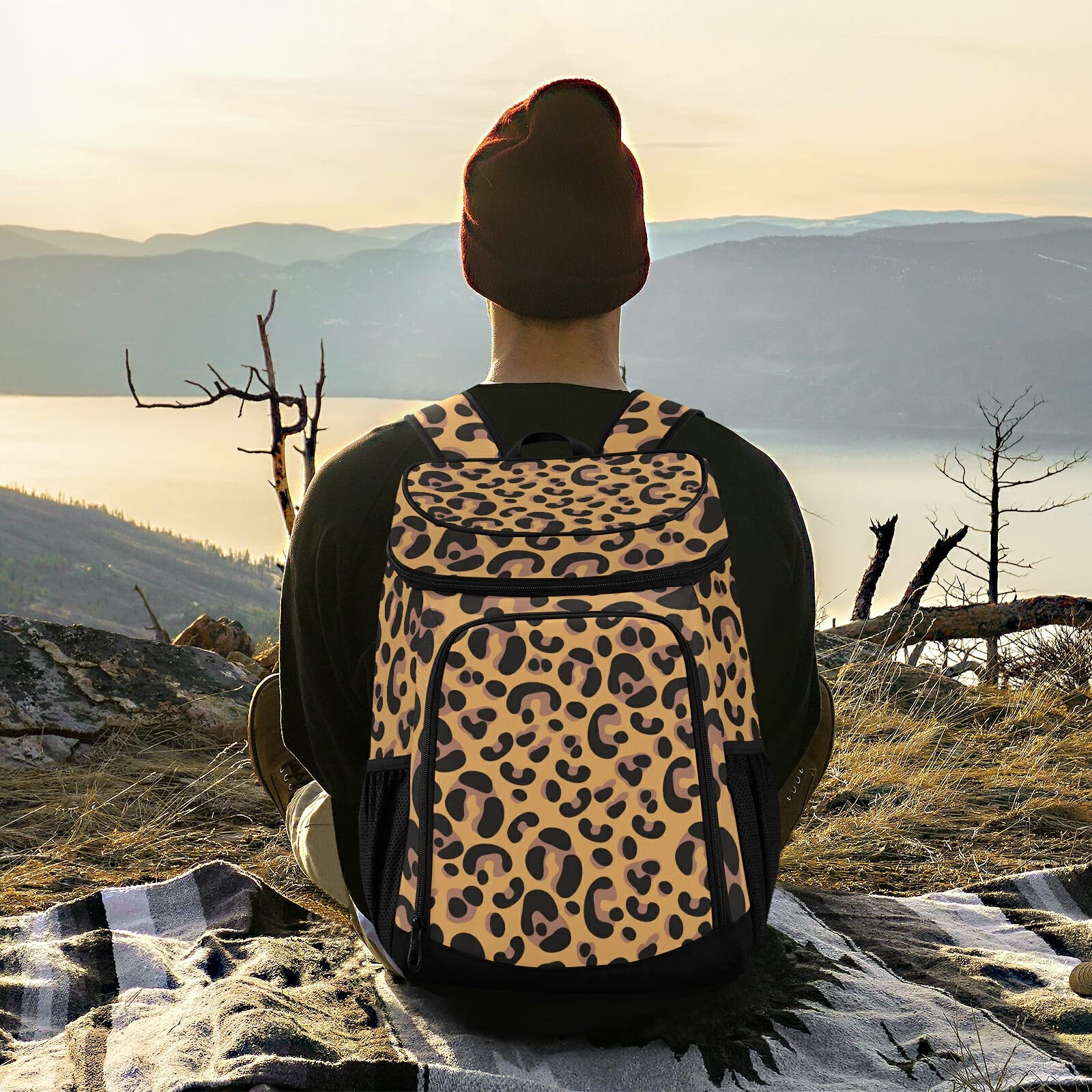 Leopard Cooler Backpack for Women & Men - Insulated Waterproof Picnic Lunch Bag for Work, Hiking, Camping, Beach & Travel | Leak Proof Portable Cooler for Outdoor Activities, Picnics & Day Trips