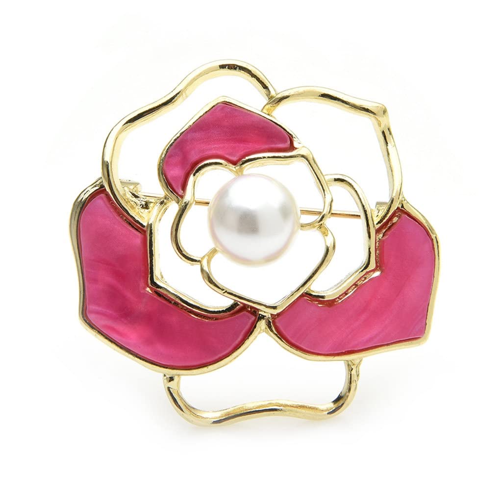 Elegant Acrylic White Pink Rose Flower Brooch for Women - Pearl Wedding Bridal Hair Pin, Office Casual Accessory (Color: A) | Perfect for Weddings, Parties, Prom & Everyday Wear