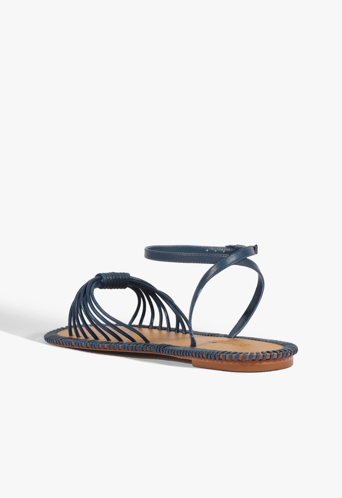 Livia Blue Leather Flat Sandals for Women - Comfortable Casual Summer Shoes for Beach, Walking & Outdoor Activities