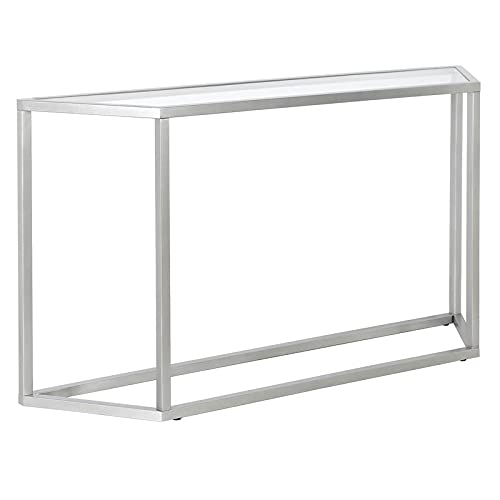 Levi 55-Inch Wide Silver Trapezoid Console Table - Perfect for Entryway, Living Room & Hallway Decor