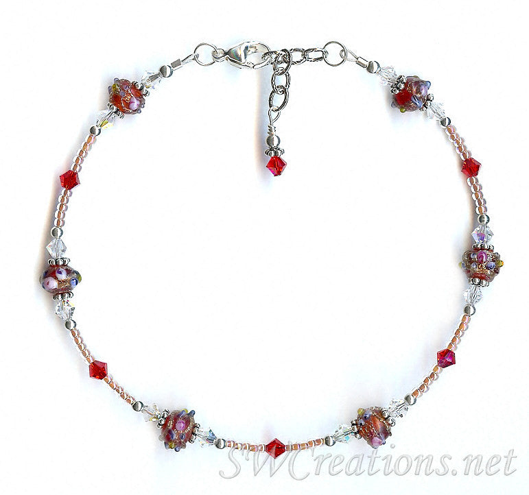 Rose of Sharon Crystal Beaded Anklet - Elegant Bohemian Ankle Bracelet for Women | Perfect for Beach, Summer & Festival Outfits