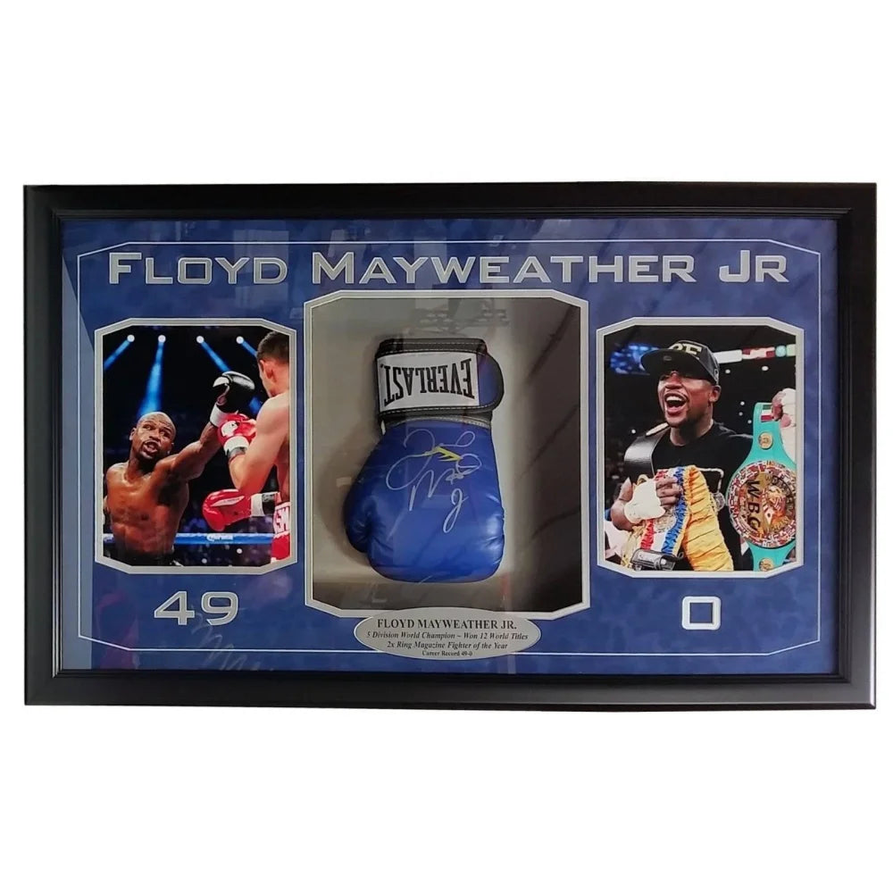 Floyd Mayweather Signed Boxing Glove with COA & JSA Authentication - Framed Memorabilia Shadowbox Display for Sports Fans & Collectors - Perfect for Man Cave, Sports Bar, or Gift Idea
