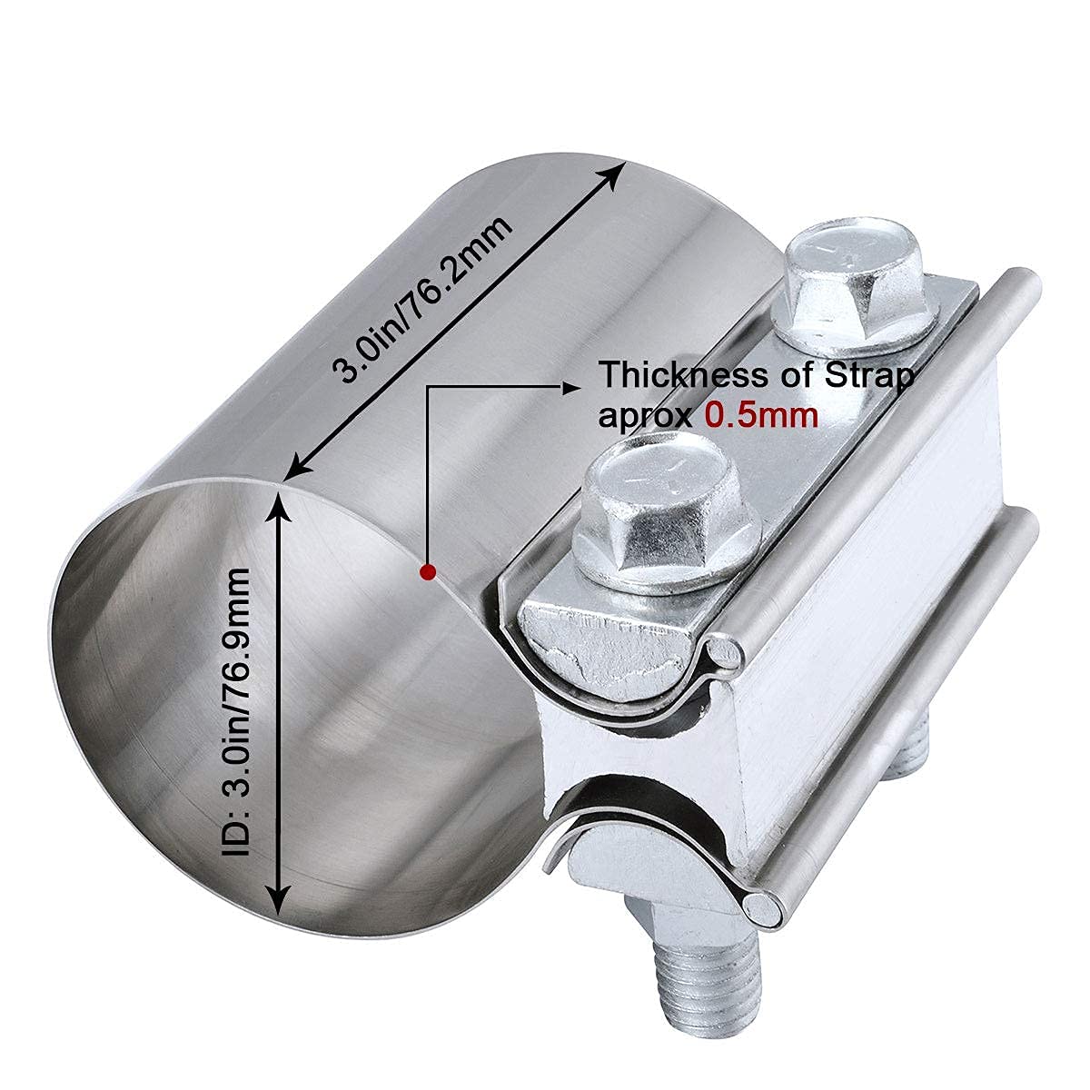EVIL ENERGY 3.0 Inch Stainless Steel Exhaust Band Clamp Kit - Butt Joint & Lap Joint Clamps for Automotive, Motorcycle, Truck Exhaust Systems - High Performance Exhaust Repair & Upgrade Solution