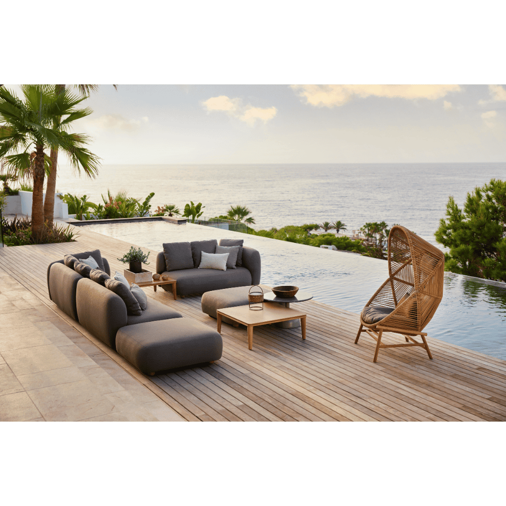 Outdoor Corner Sofa Set with Cushions and Pouf - Waterproof Patio Furniture for Backyard, Garden, and Poolside Relaxation