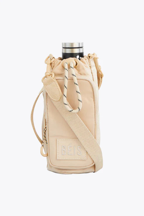 Premium Beige Water Bottle Sling - Lightweight & Adjustable Hydration Carrier for Hiking, Gym & Outdoor Activities