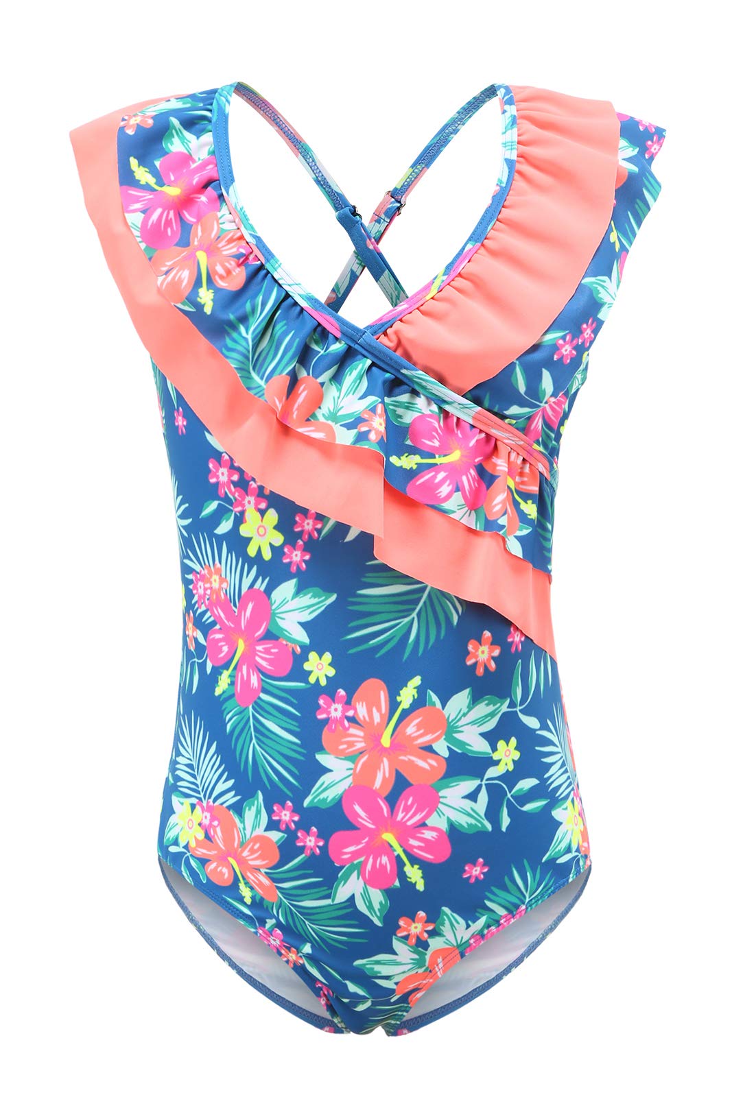 Girls One Piece Swimsuits - Striped Rainbow Bathing Suit for Kids | Summer Beach Pool Party Swimwear | Perfect for Swimming Lessons, Vacation & Water Play