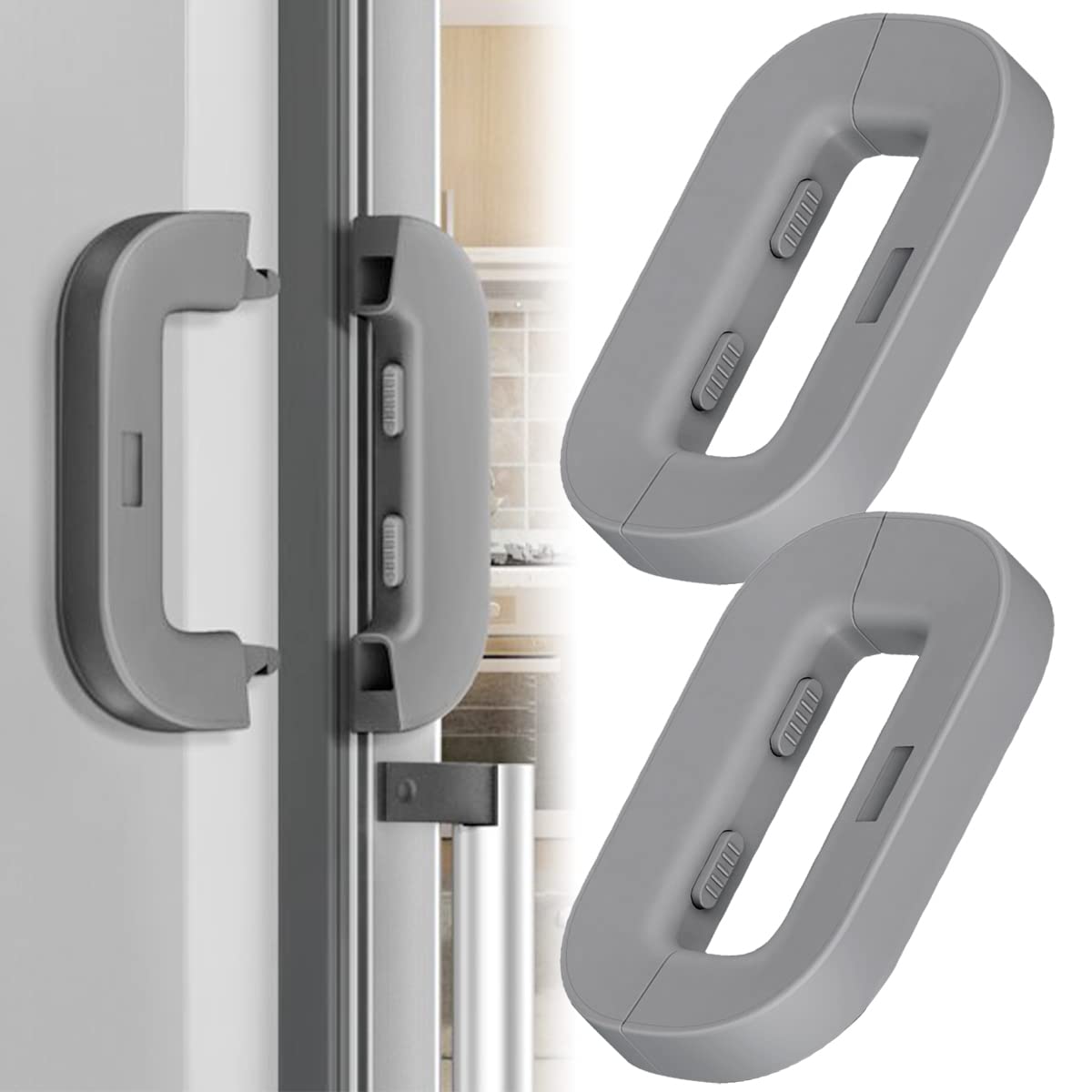 2 Pack Refrigerator Lock - Child Safety Fridge Freezer Door Latch for Toddlers & Kids - No Drill Adhesive Baby Proofing - Easy One Handed Installation - Perfect for Home, Kitchen & Daycare Safety