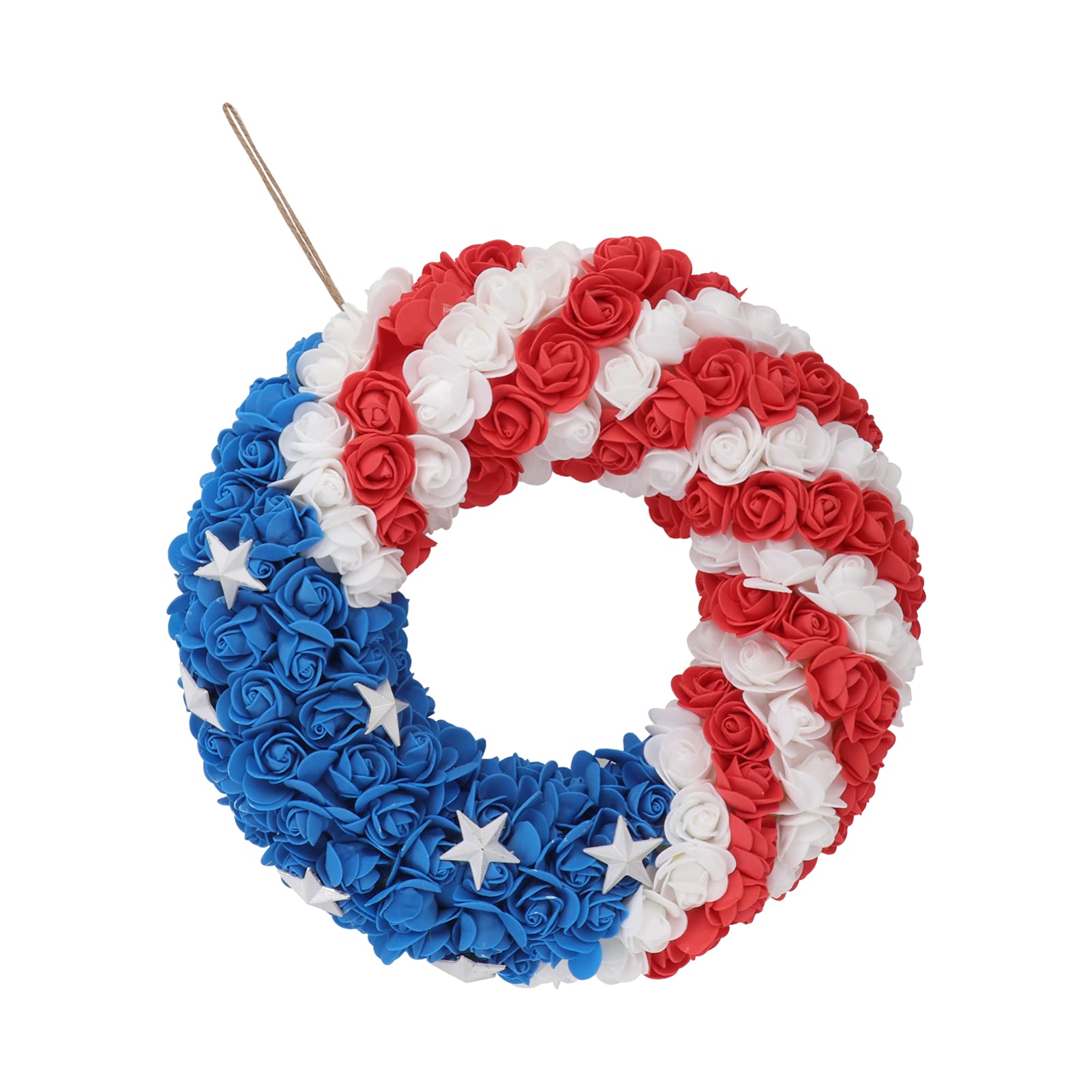 BESTOYARD Patriotic 4th of July Wreath - USA Flag Front Door Hanging Decor for Independence Day, Festivals, Wall & Window - Farmhouse Style Wreath for Home, Office & Outdoor Decorations