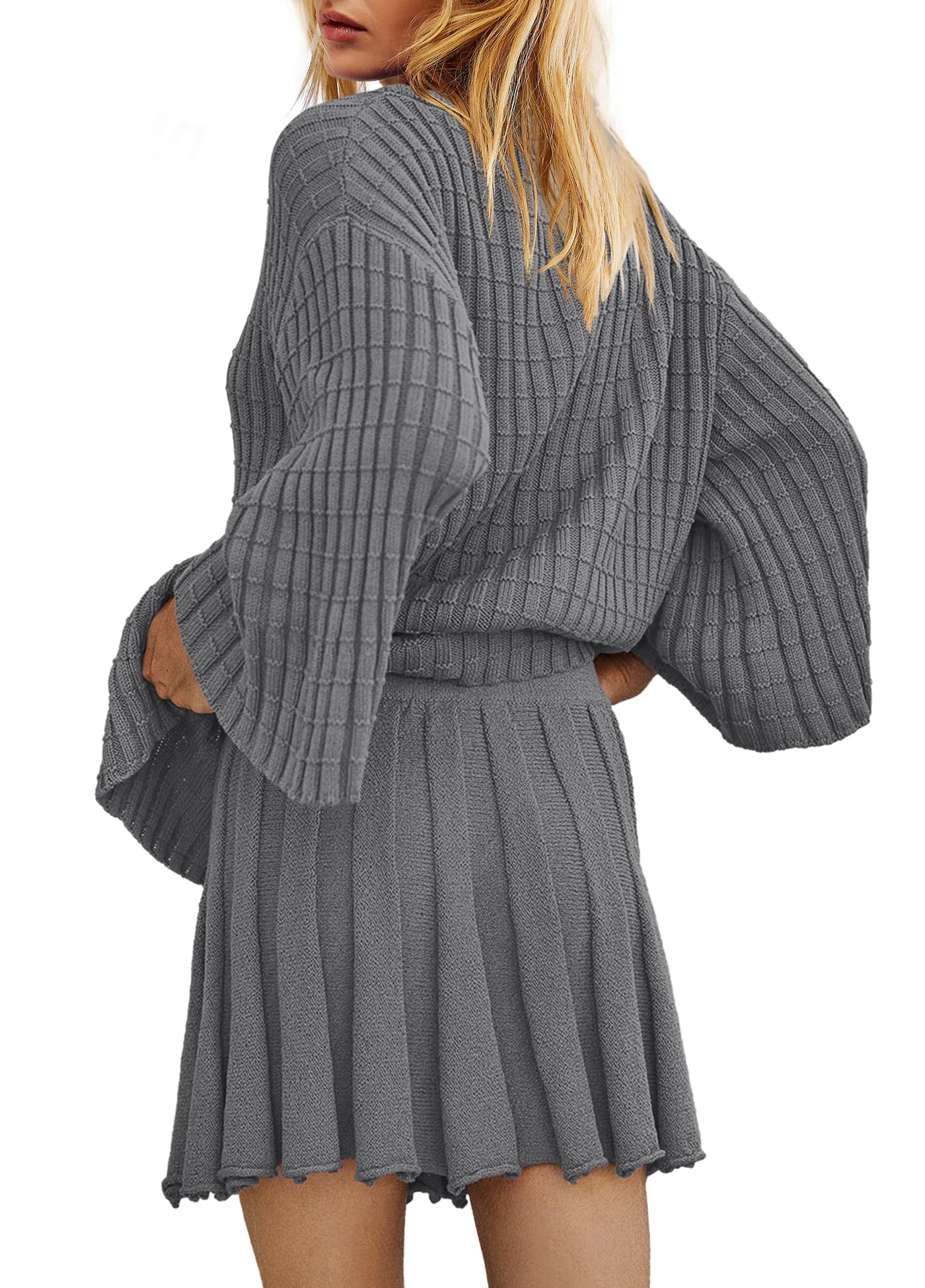 Yanekop Women's 2-Piece Sweater Skirt Set - Loose Matching Lounge Outfit, Comfy Pajama Set with Long Sleeve Top & Skirt | Perfect for Relaxing at Home, Casual Wear & Cozy Winter Outfits