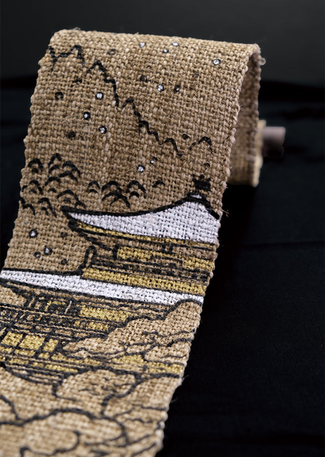 Hand-Dyed Linen Japanese Narrow Tapestry 120cm - Kinkakuji Temple Kyoto Noren Wall Hanging Scroll - Perfect for Home Decor, Room Divider & Asian-Inspired Interior Design