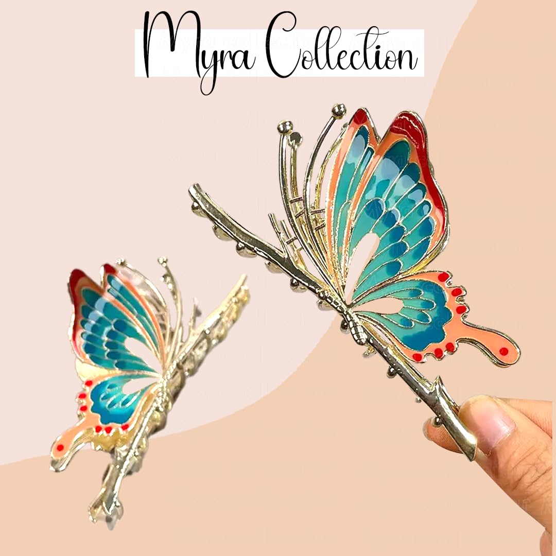 Myra Collection 1PC Trendy Butterfly Metal Hair Claw Clip - Elegant Hair Accessories for Women & Girls - Perfect for Parties, Weddings & Everyday Styling