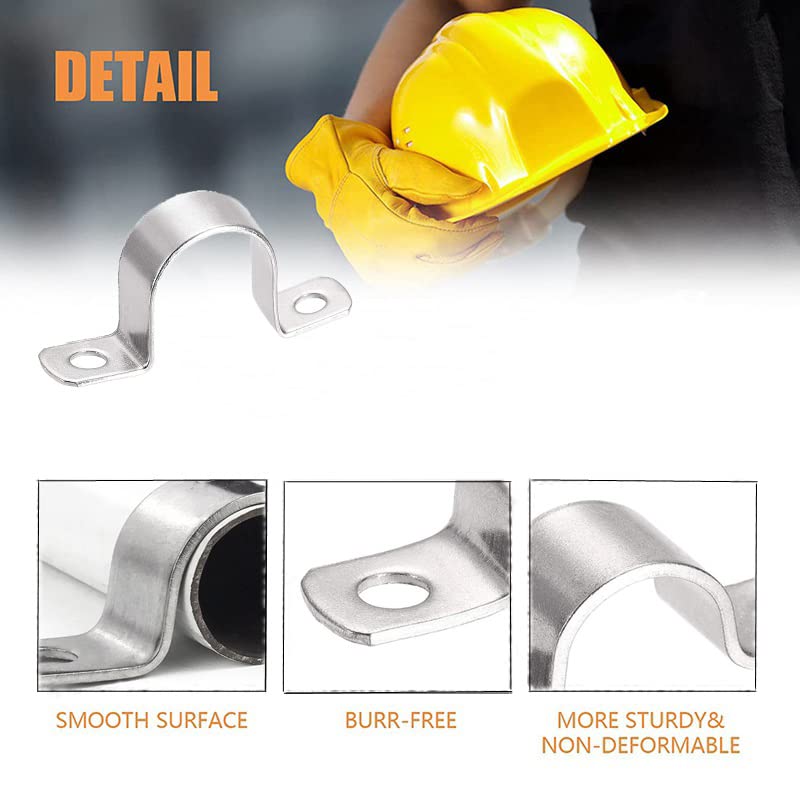 **AKIHISA 3.5 Inch Heavy Duty 2 Hole Strap Clamp, 5-Pack Stainless Steel 304 U-Bracket Pipe Clamps for Secure Wire & Cable Fastening (ID 89mm) - Ideal for Plumbing, Electrical, and HVAC Installations**