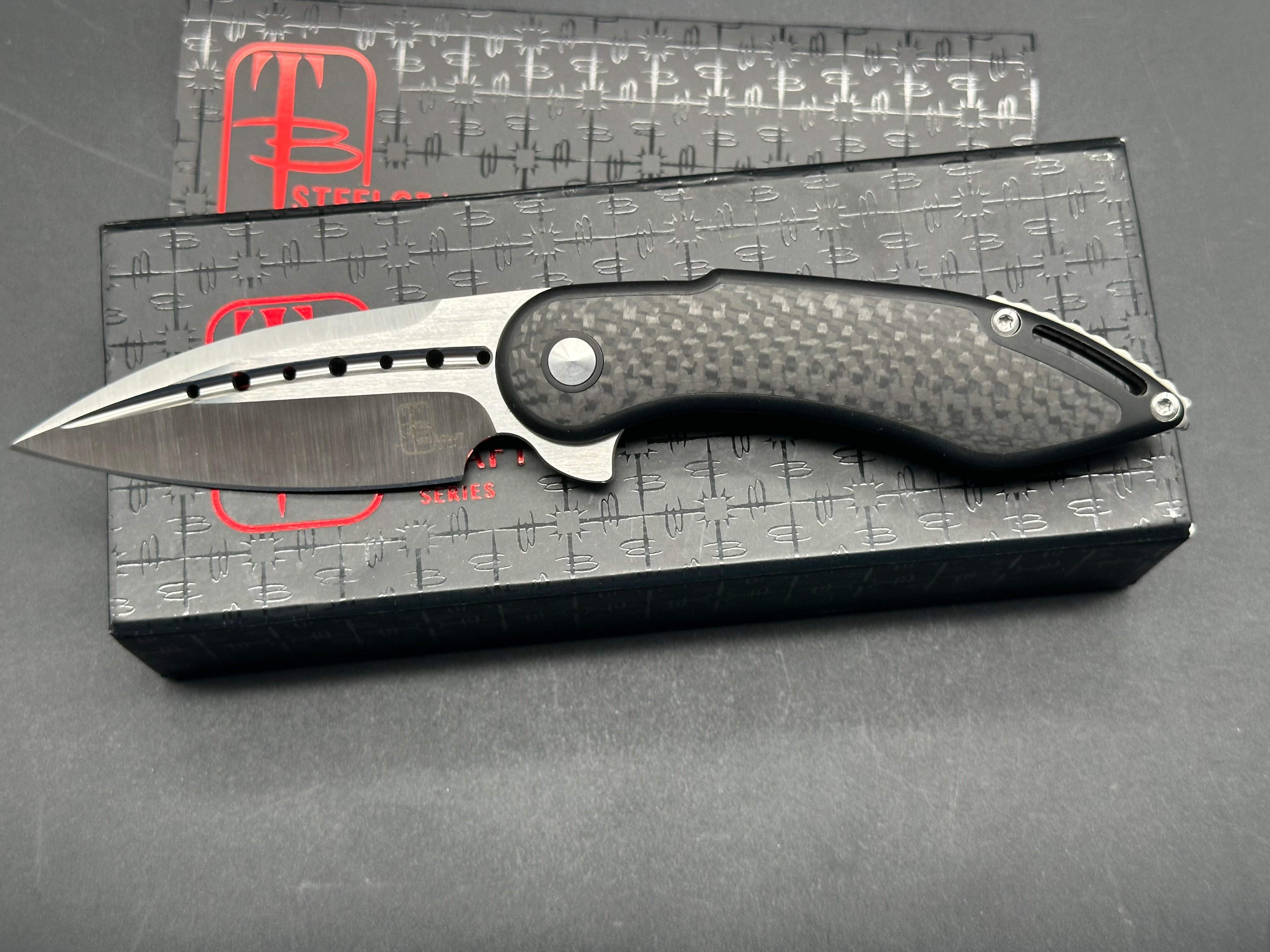Steelcraft Mini Glimpse Carbon Fiber Pocket Knife - Premium Nested Frame Lock Folding Knife for EDC, Outdoor Adventures & Camping