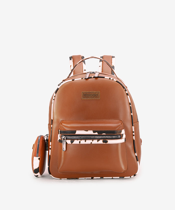Wrangler Cow Print Backpack for Women & Men - Durable Laptop Backpack with USB Charging Port - Perfect for School, College, Travel & Outdoor Adventures
