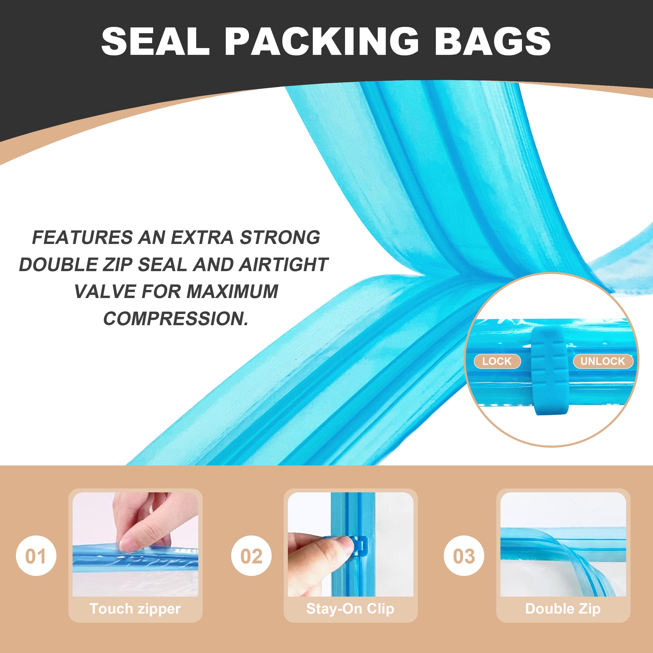 20-Pack Vacuum Storage Bags with Hand Pump - Space Saving Vacuum Sealed Bags for Clothes, Comforters & Blankets (4 Jumbo/4 Large/4 Medium/8 Small) | Perfect for Seasonal Storage, Travel & Home Organization