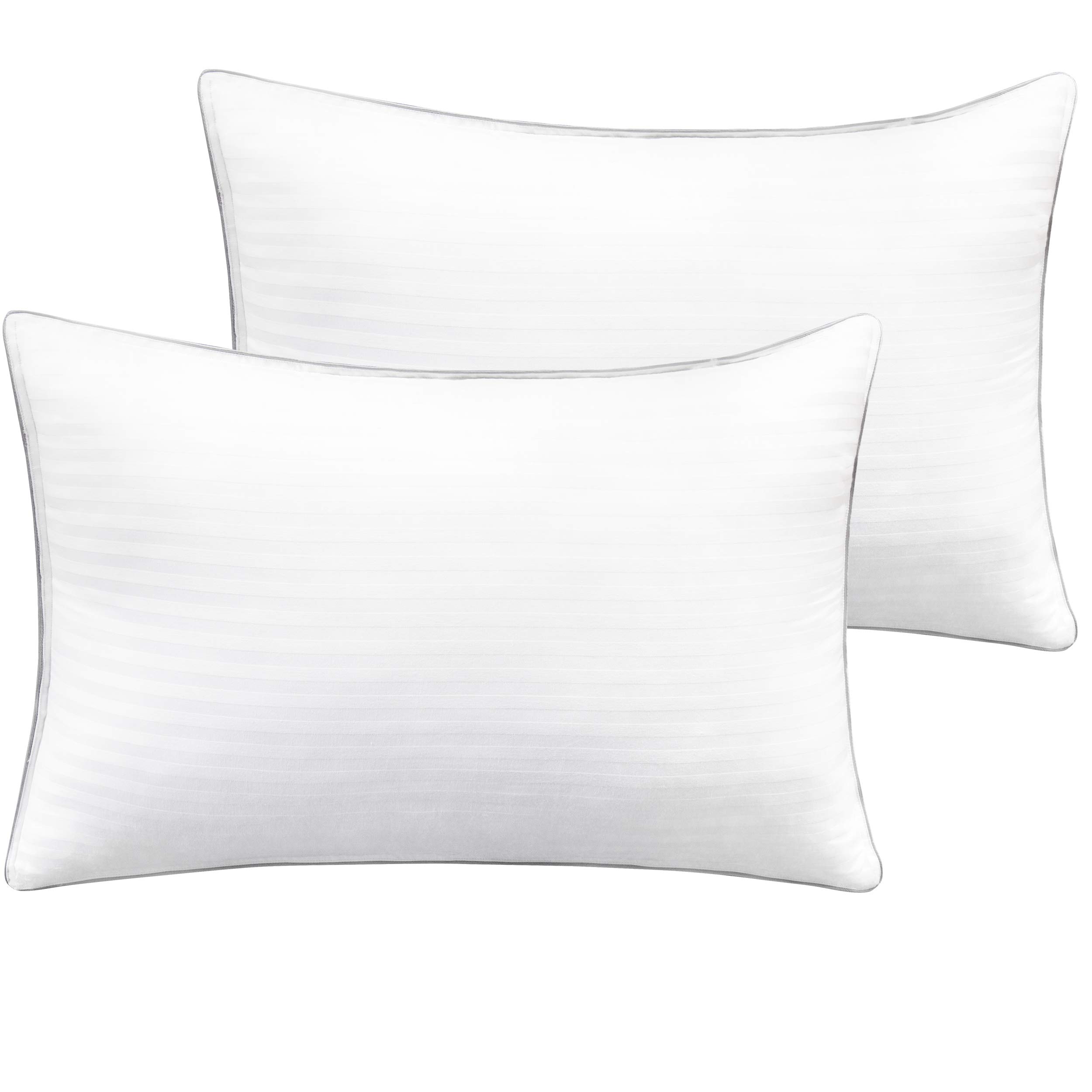 FLXXIE 2 Pack Standard Cotton Down Alternative Bed Pillows - Soft & Fluffy Support for Back, Stomach & Side Sleepers - 20x26 Inches - Perfect for Home, Hotel & Guest Room Use