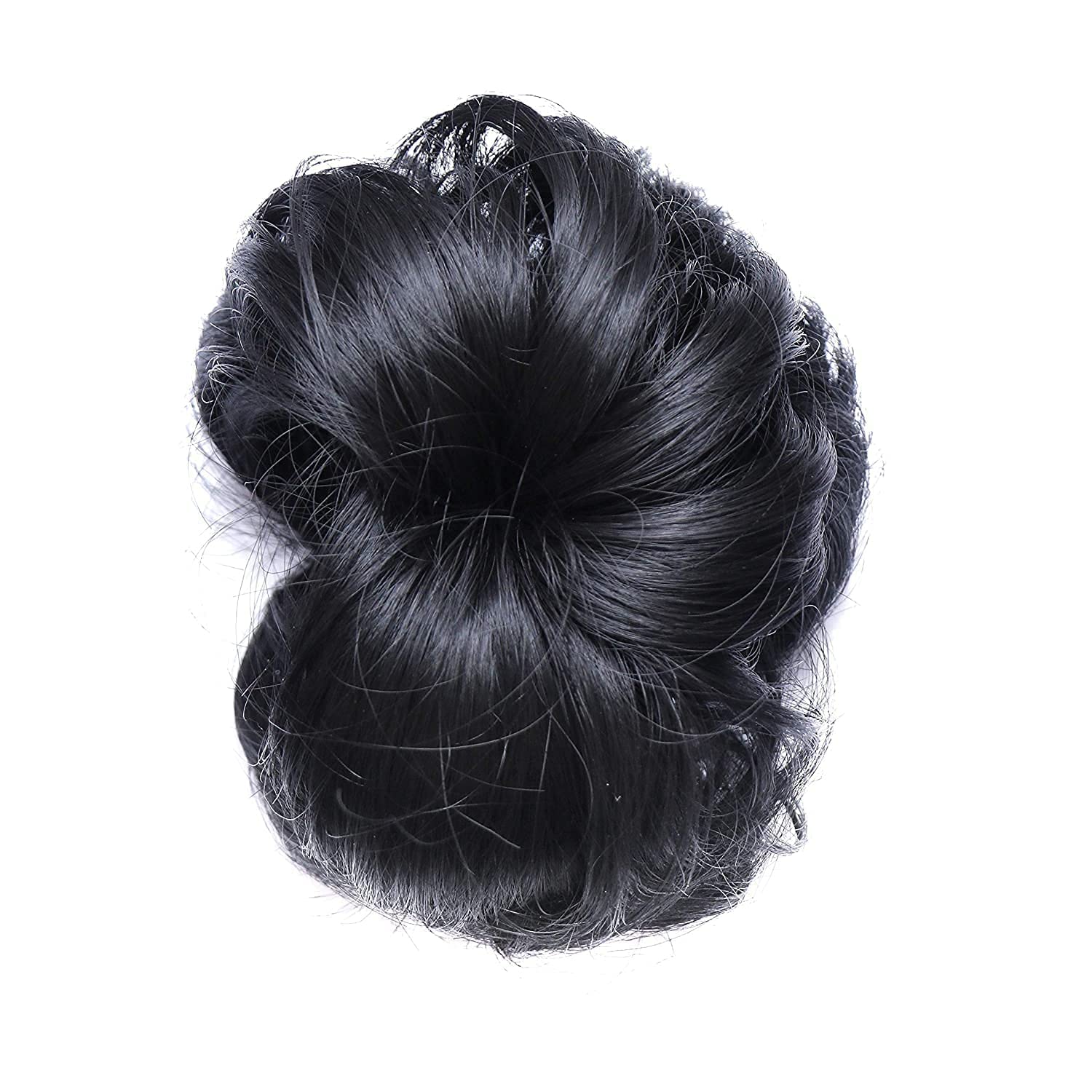 Diversa Juda Hair Clip - Artificial Hair Extension Bun Claw Clips with Clutcher for Women & Girls - Black (Pack of 1) - Perfect for Updos, Ponytails & Hair Styling