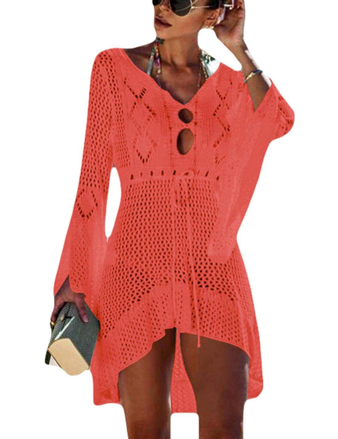 AILUNSNIKA Women's Crochet Hollow Beach Cover Up Dress - Lightweight Tunic Bikini Swimwear for Summer | Perfect for Pool, Beach, and Vacation Outfits