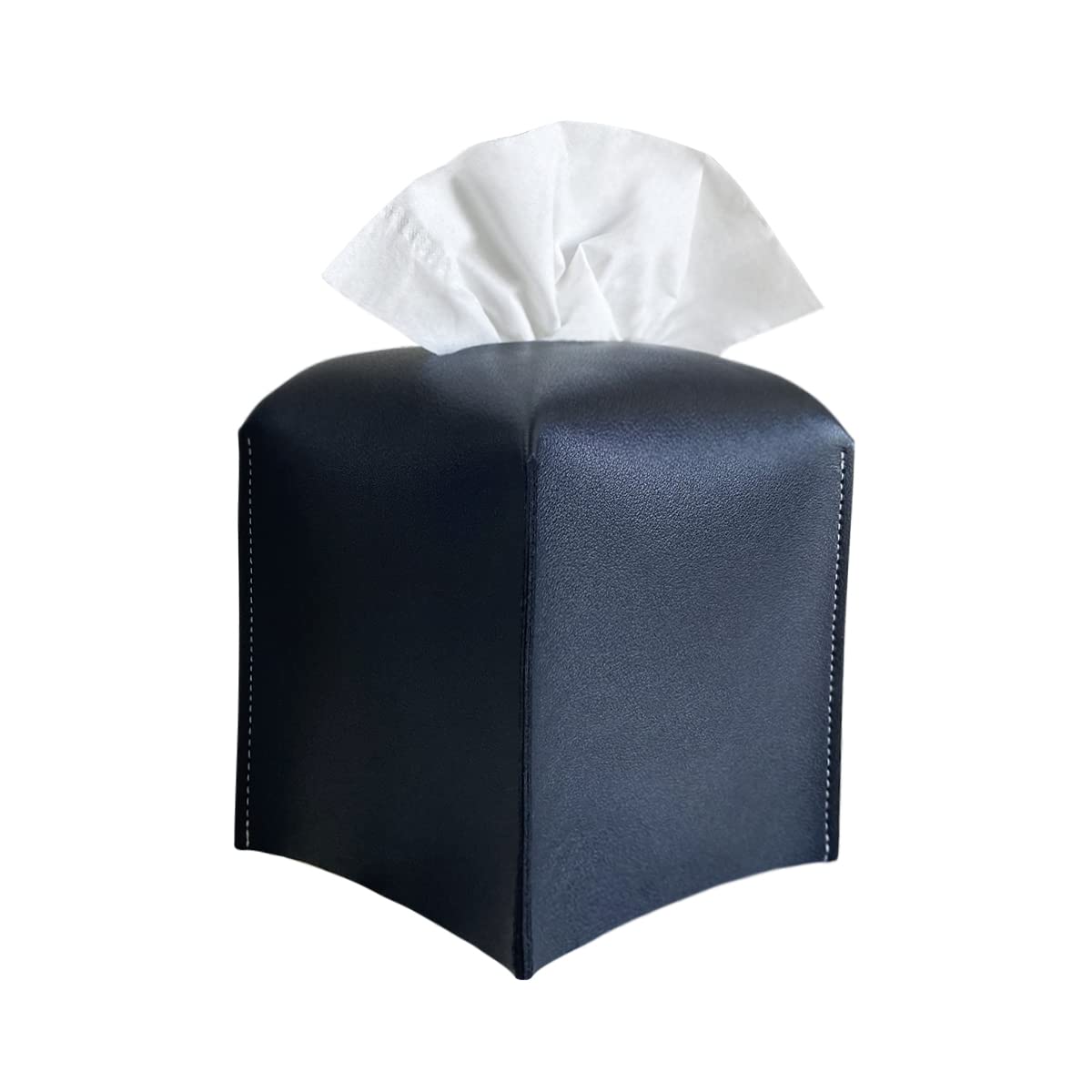 Premium PU Leather Tissue Box Cover - Modern Square Decorative Holder for Bathroom, Nightstand, Office & Car (5