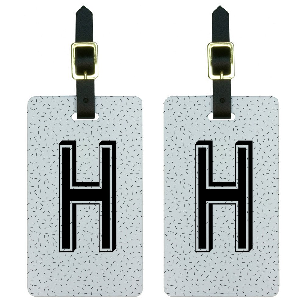 Personalized Black & White Letter H Initial Sprinkles Luggage Tags - Durable Suitcase ID Tags for Travel, Gifts & Organization | Perfect for Airports, Cruises & Business Trips