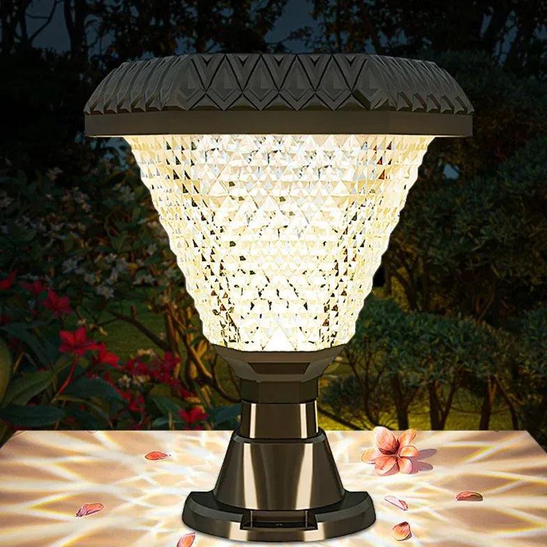 Solar Powered Diamond Faceted Outdoor Pillar Lights - Waterproof LED Landscape Lighting for Garden, Pathway, Patio, and Driveway Decoration