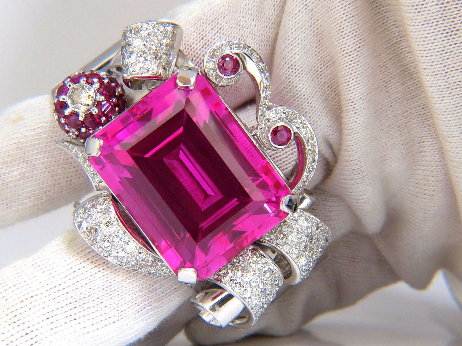 Elegant Pink Sapphire Diamond Ruby Bangle Bracelet - Parisian Deco Style for Women | Perfect for Weddings, Parties & Special Occasions