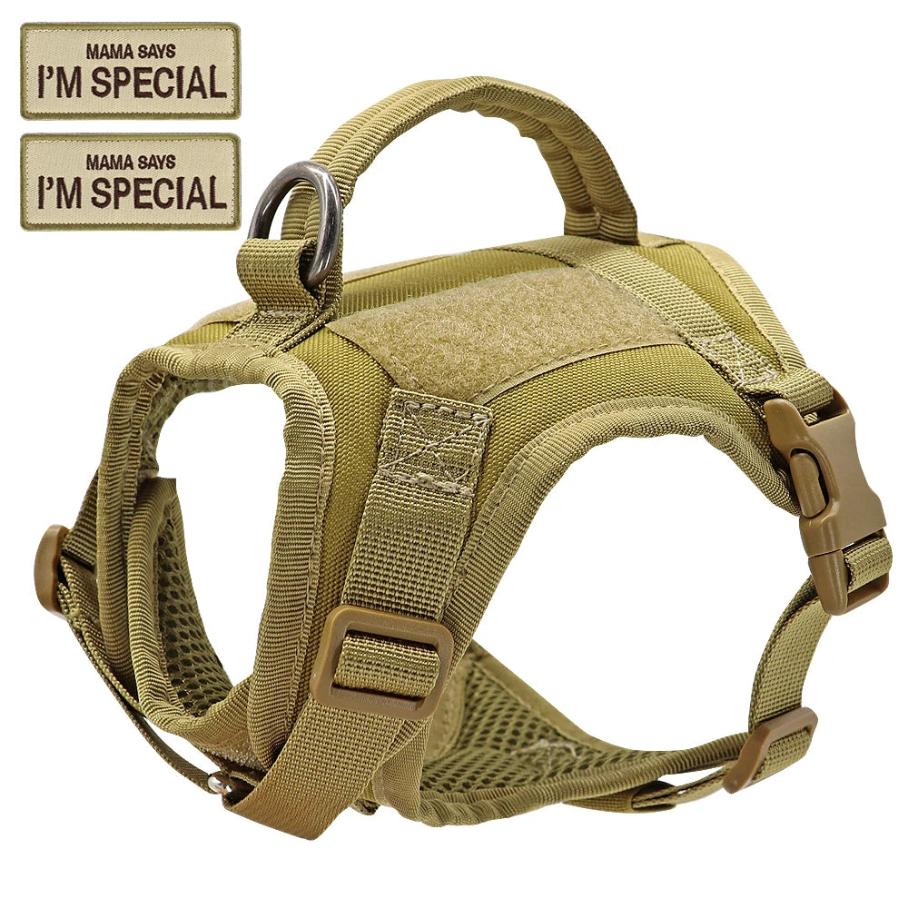 Military Tactical Cat Harness Vest with Adjustable Straps & Reflective Stickers - Escape Proof Pet Safety Gear for Outdoor Adventures, Hiking & Camping