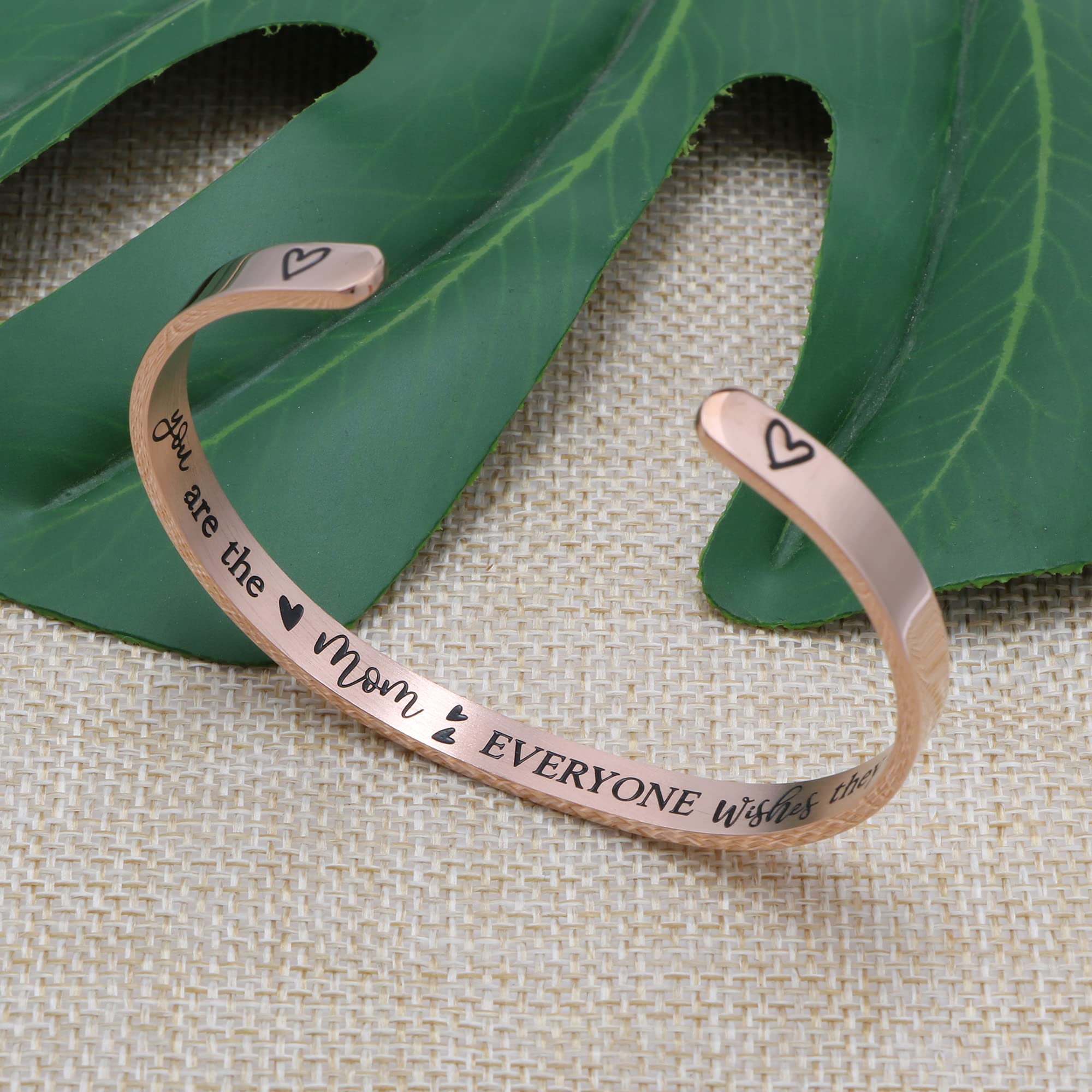JoycuFF Stainless Steel Cuff Bracelet for Women - Elegant Bangle Gift for Mother, Mom, Mummy - Perfect Christmas, Birthday & Thanksgiving Present - Meaningful Year-Round Jewelry for Special Occasions & Everyday Wear